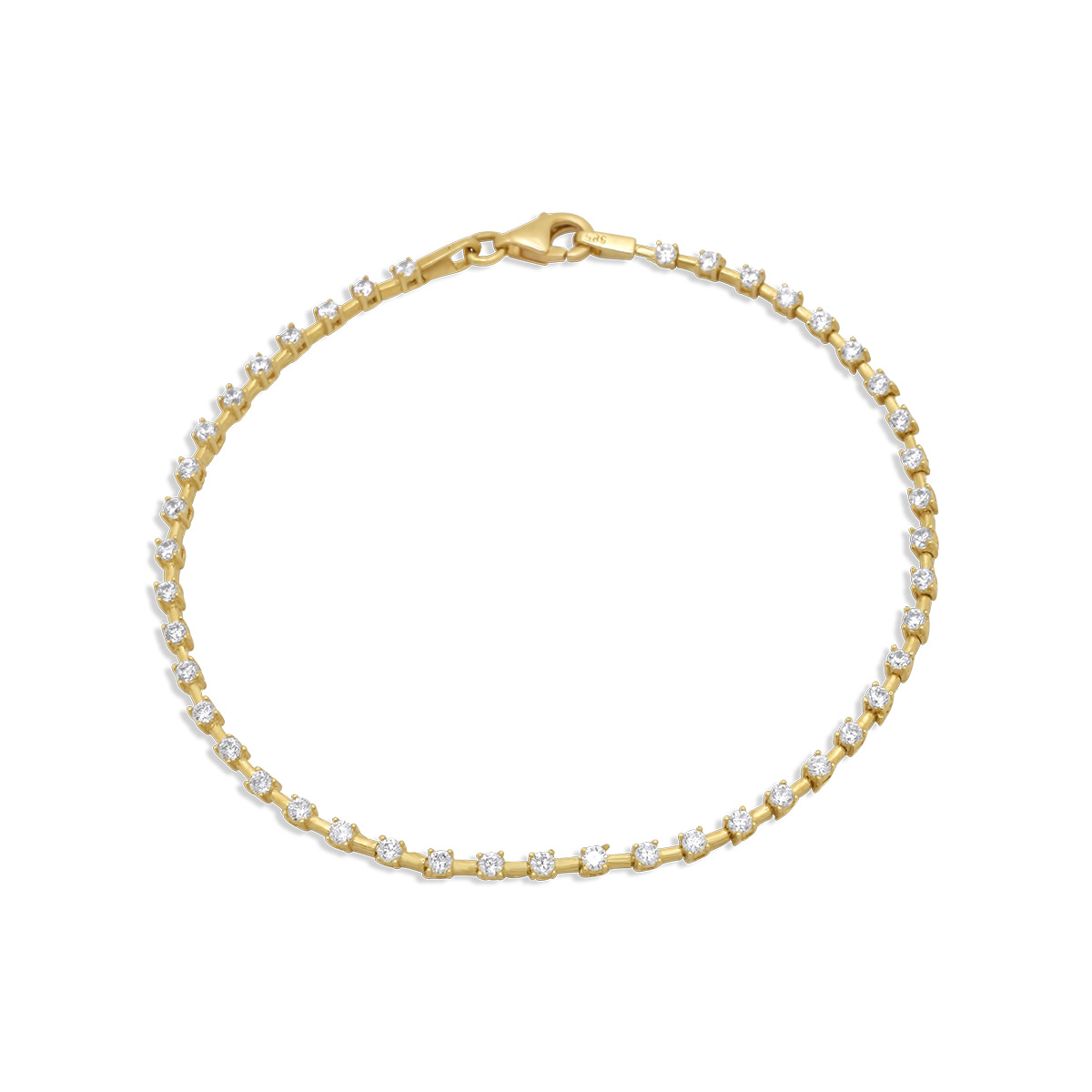 Χρυσό βραχιόλι Ριβιέρα Κ14 με πέτρες ζιργκόν